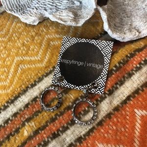 Vintage silver circular clip-on earrings